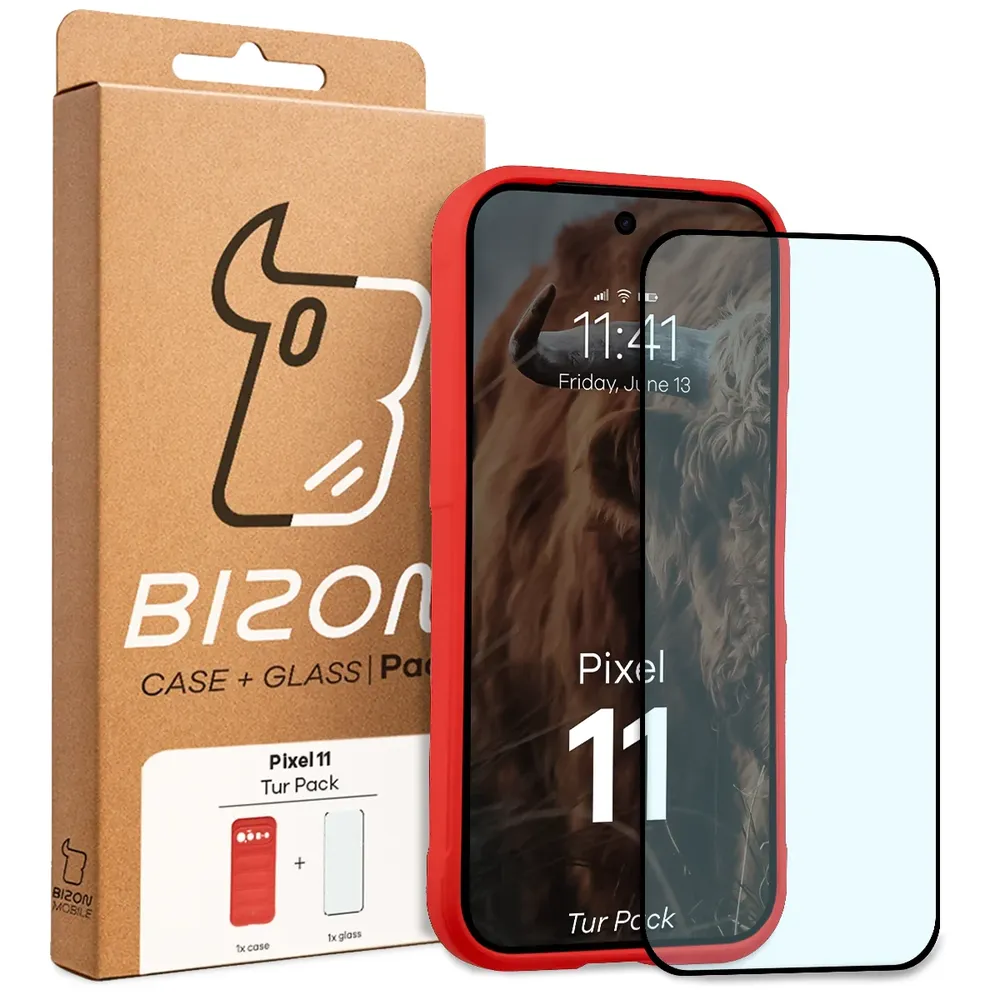 Przód pudełka Bizon Tur Pack z dedykowaną etykietą do Google Pixel 11