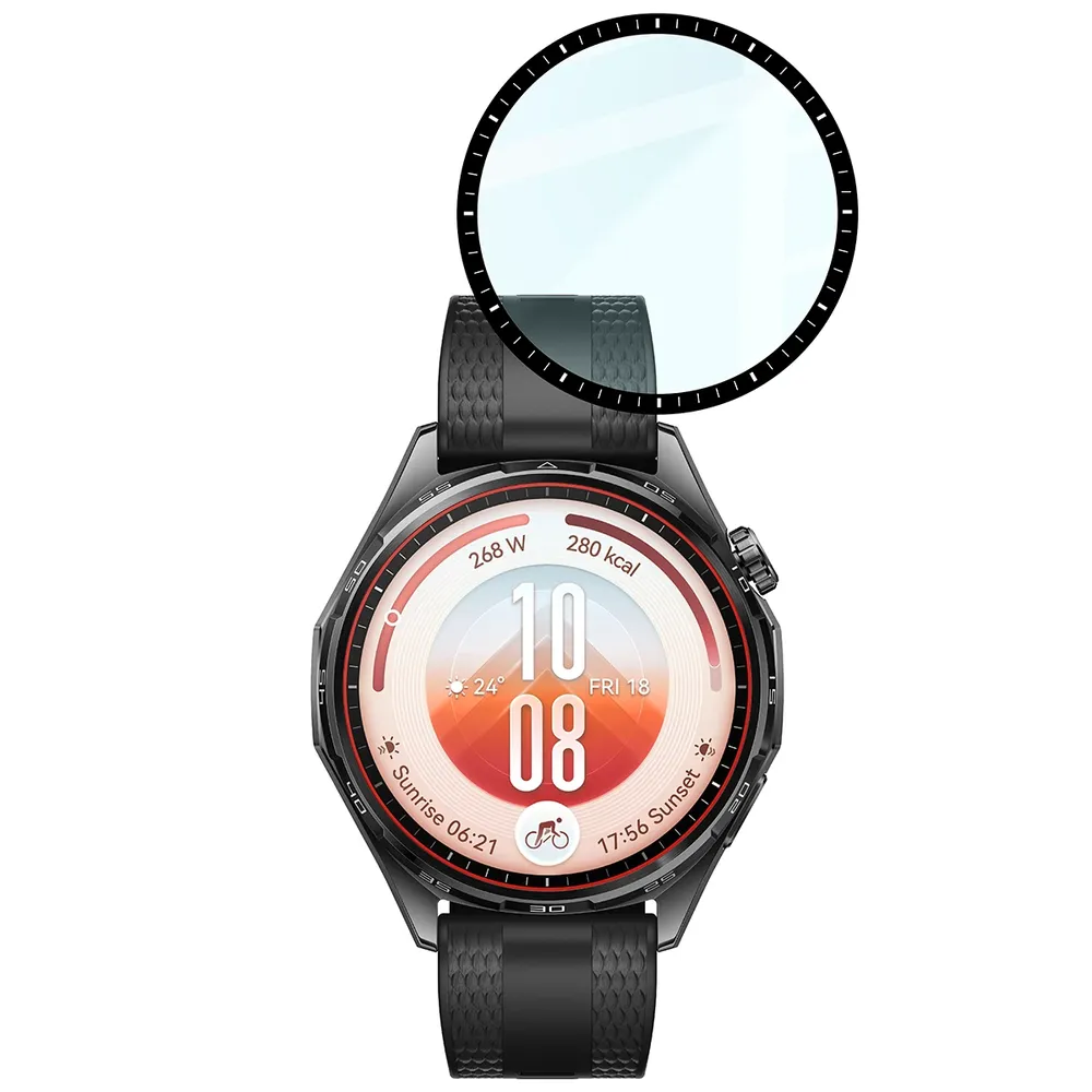 Wymiary szkła hybrydowego Bizon Glass Watch Edge dla Huawei Watch GT 7 46 mm