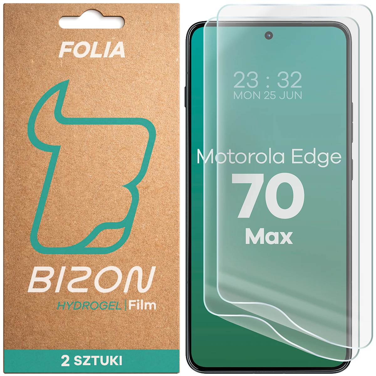 Pudełko i folia hydrożelowa na ekran Bizon Film Hydrogel Front Duo do Motorola Edge 70 Max