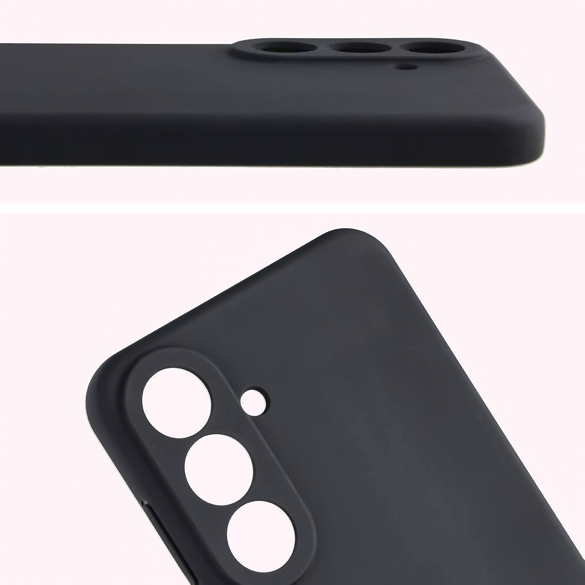 Zbliżenie na wycięcia na obiektywy w etui Bizon Soft Case do Galaxy S26 FE
