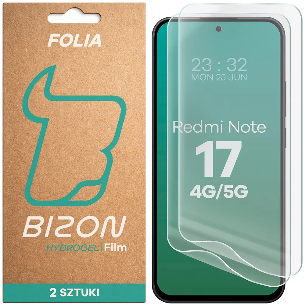 Pudełko i folia hydrożelowa na ekran Bizon Film Hydrogel Front Duo do Xiaomi Redmi Note 17 5G / 4G