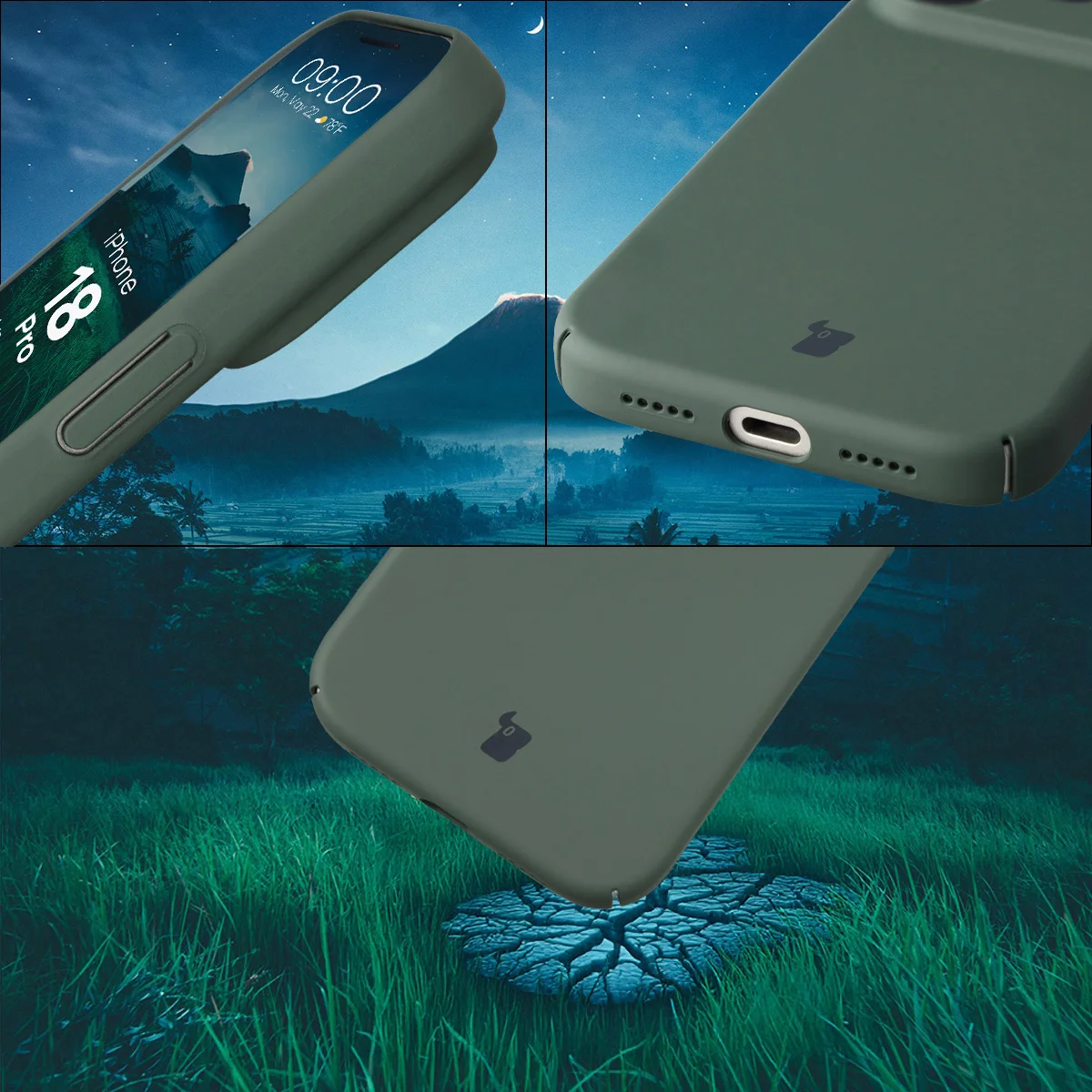 Zintegrowane osłony na przyciski, wycięcia i twardy materiał etui Bizon Case Łupka do iPhone 18 Pro