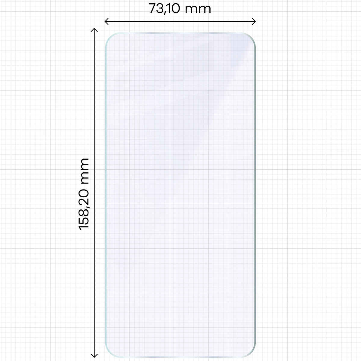 Miarka z wymiarami szkła hybrydowego Bizon Hybrid Mule do Galaxy S26 FE