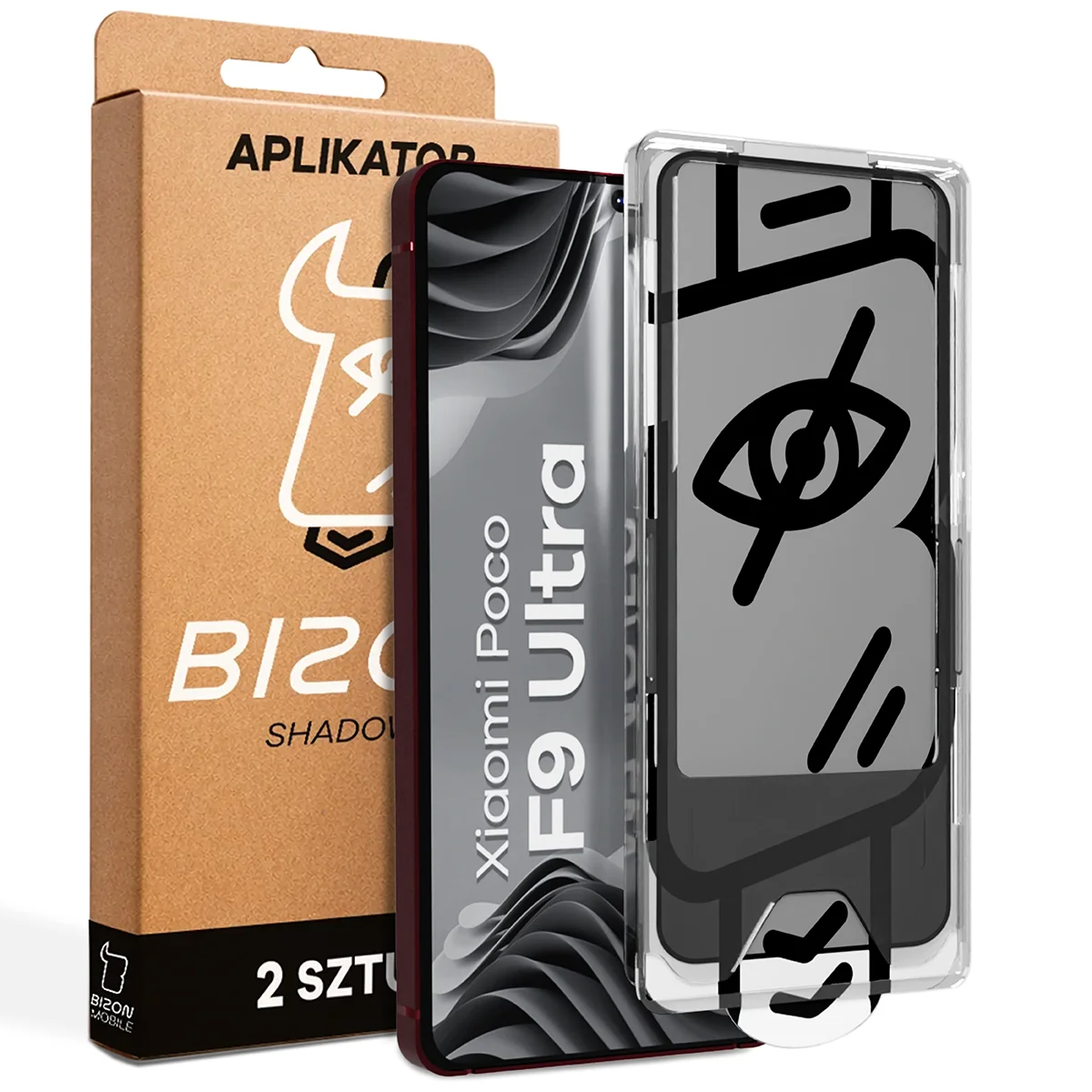Szkło prywatyzujące z aplikatorem Bizon Glass Aplikator Shadow dla Xiaomi POCO F9 Ultra