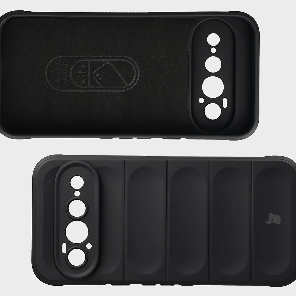 Wyściółka z mikrofibry, wyżłobienia na pleckach i wzmocnione narożniki w etui Bizon Case Tur do Google Pixel 11 Pro XL