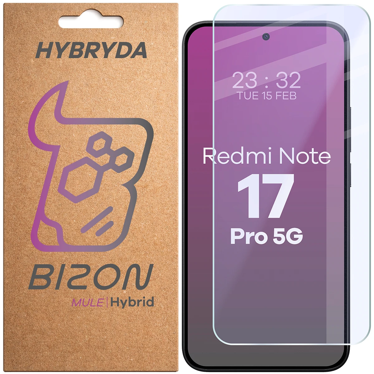 Szkło hybrydowe na ekran Bizon Hybrid Mule do Xiaomi Redmi Note 17 Pro 5G
