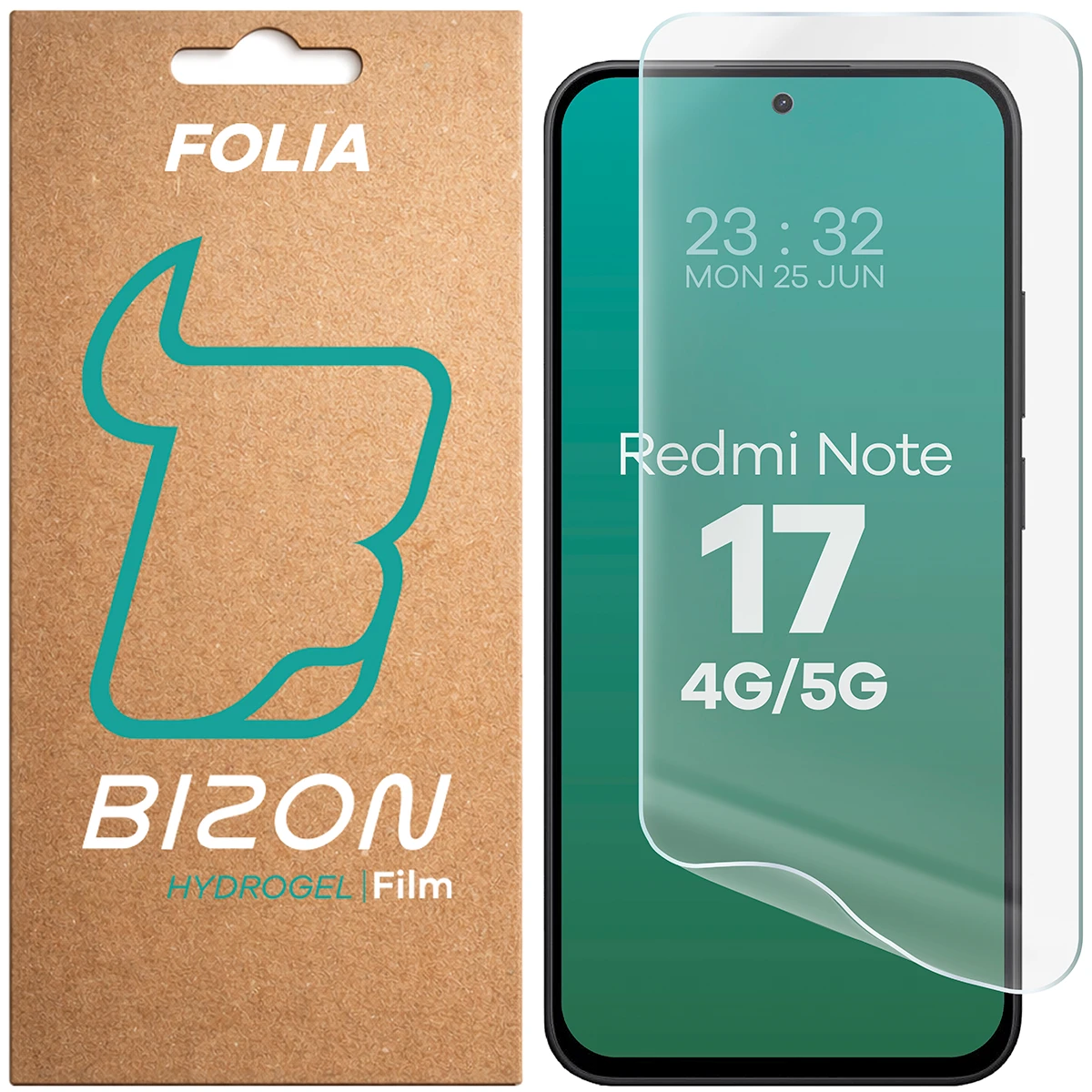 Pudełko i folia hydrożelowa na ekran Bizon Film Hydrogel Front do Xiaomi Redmi Note 17 5G / 4G