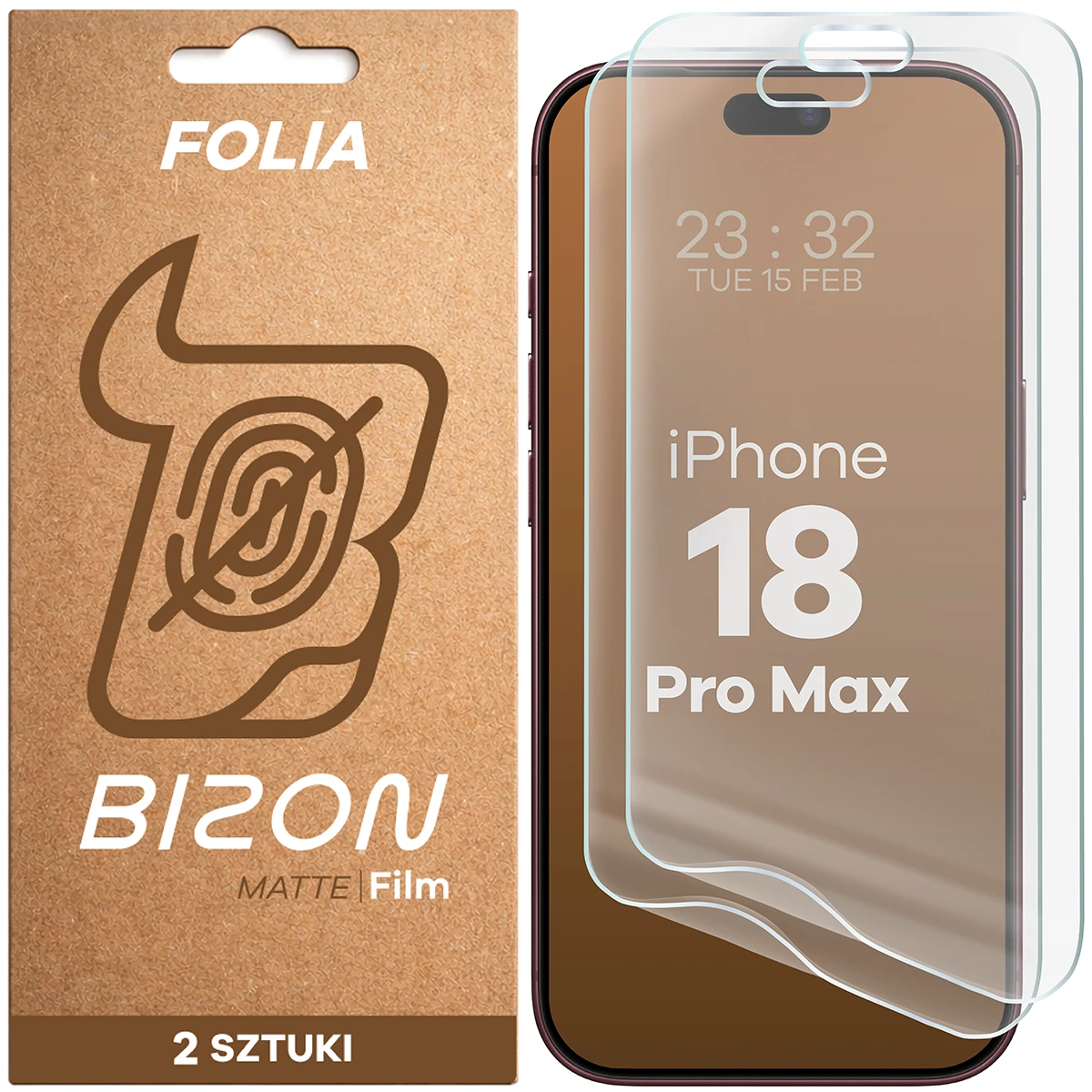Folia matowa na ekran Bizon Film Matte Duo do iPhone 18 Pro Max, 2 sztuki