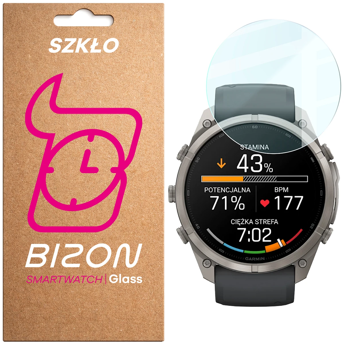 Szkło hartowane na ekran Bizon Watch Glass Clear do Garmin Fenix 9 Pro AMOLED (51 mm)