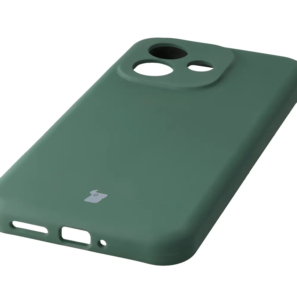 Zbliżenie na precyzyjne wycięcia i możliwość ładowania indukcyjnego w etui Bizon Soft Case do Xiaomi Redmi Note 17 4G/5G
