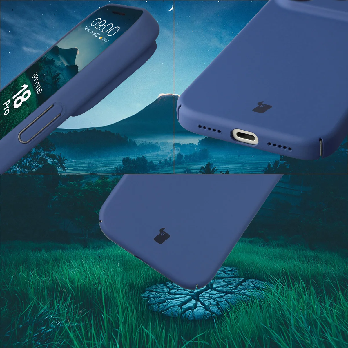 Zintegrowane osłony na przyciski, wycięcia i twardy materiał etui Bizon Case Łupka do iPhone 18 Pro