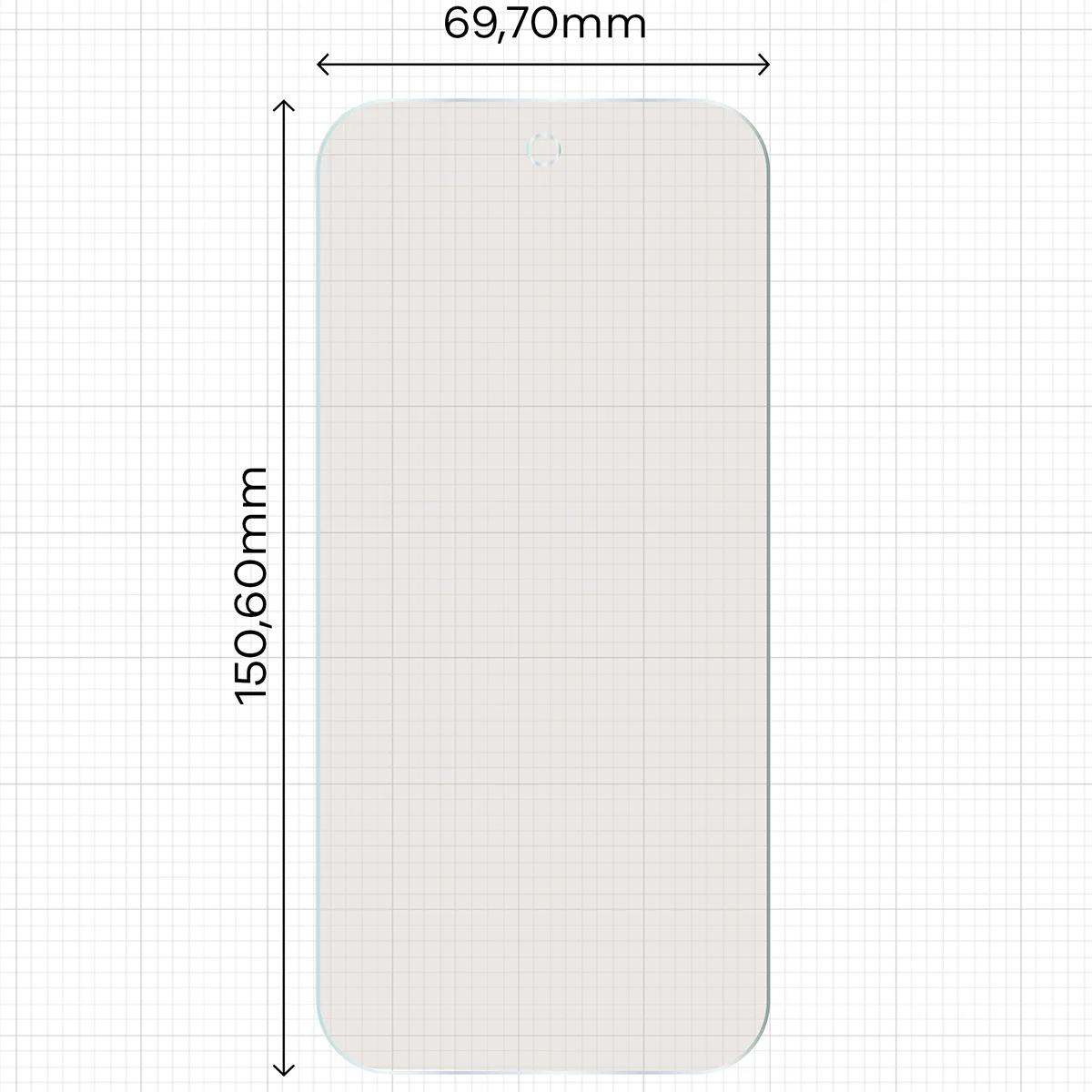 Wymiary szkła na miarce dla Google Pixel 10a