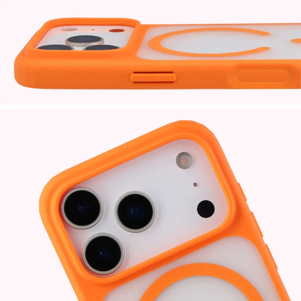Pełne wycięcie i podwyższone krawędzie aparatu w etui Bizon Case MatteO do iPhone 18 Pro / 17 Pro