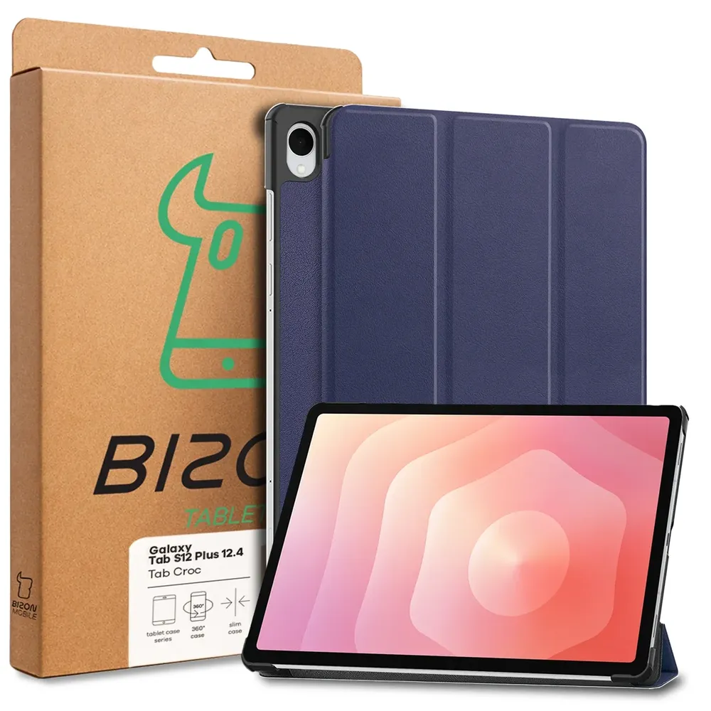 Przód pudełka Bizon Case z dedykowaną etykietą do Galaxy Tab S12 Plus