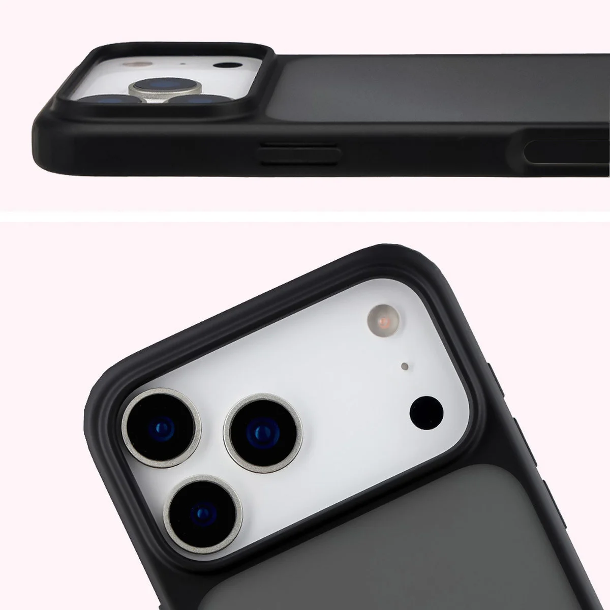 Pełne wycięcie i podwyższone krawędzie aparatu w etui Bizon Case Angelo do iPhone 18 Pro Max / 17 Pro Max
