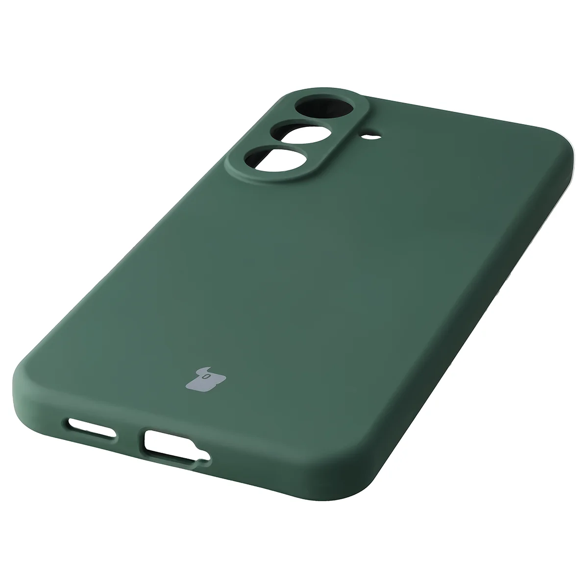 Zbliżenie na precyzyjne wycięcia i możliwość ładowania indukcyjnego w etui Bizon Soft Case do Galaxy S26 FE
