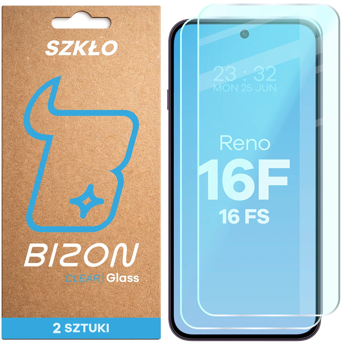 Szkło hartowane Bizon Glass Clear Duo do OPPO Reno16 F, OPPO Reno16 FS