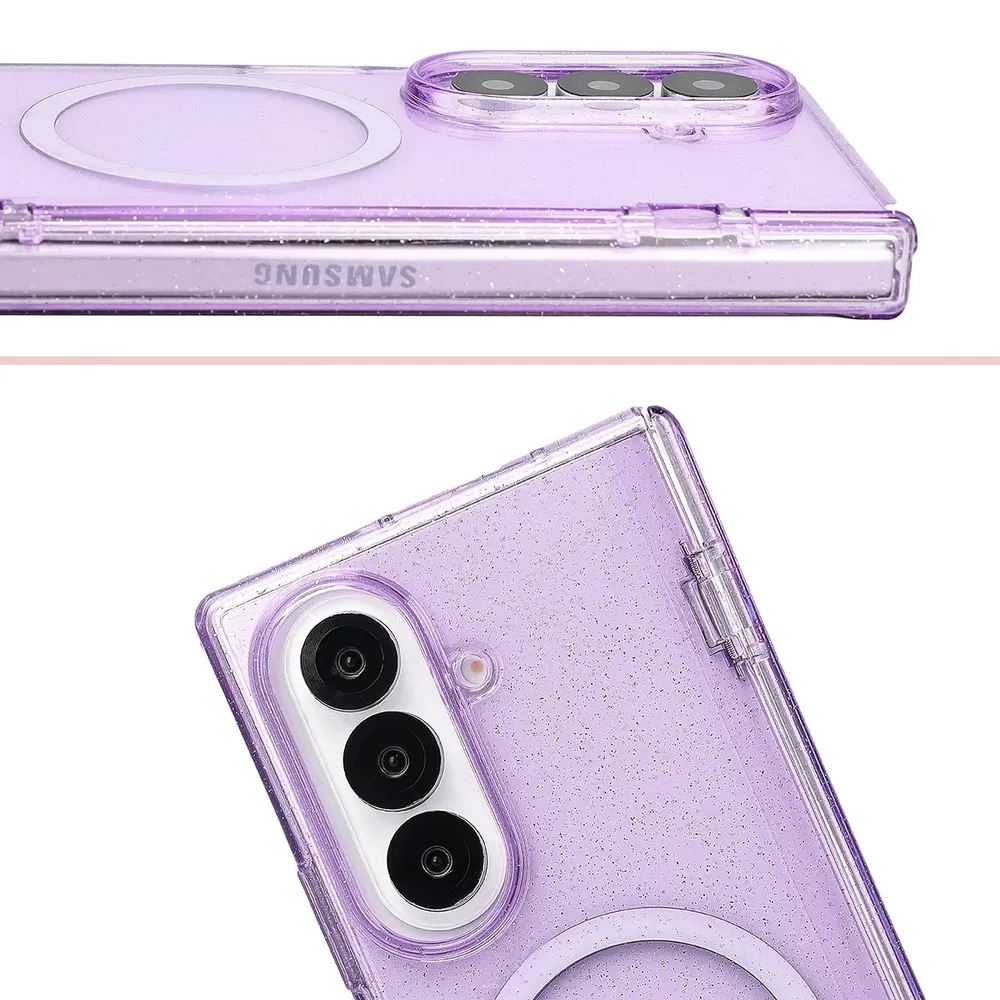 Podwyższone krawędzie aparatu i duże wycięcie w etui Bizon Case SparklO do Galaxy Z Fold8 Ultra