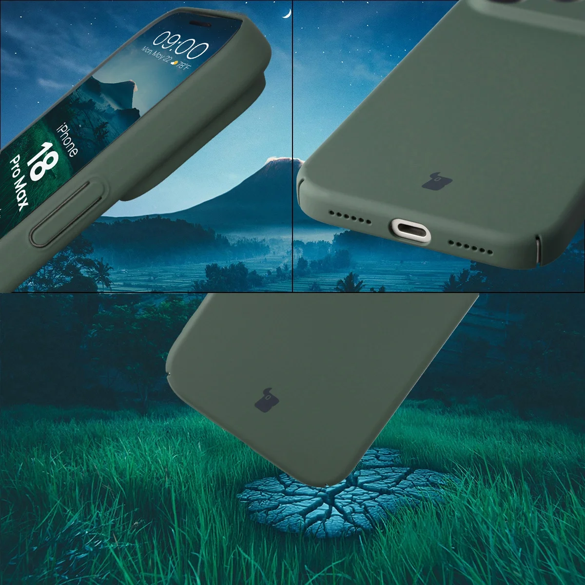 Zintegrowane osłony na przyciski, wycięcia i twardy materiał etui Bizon Case Łupka do iPhone 18 Pro Max