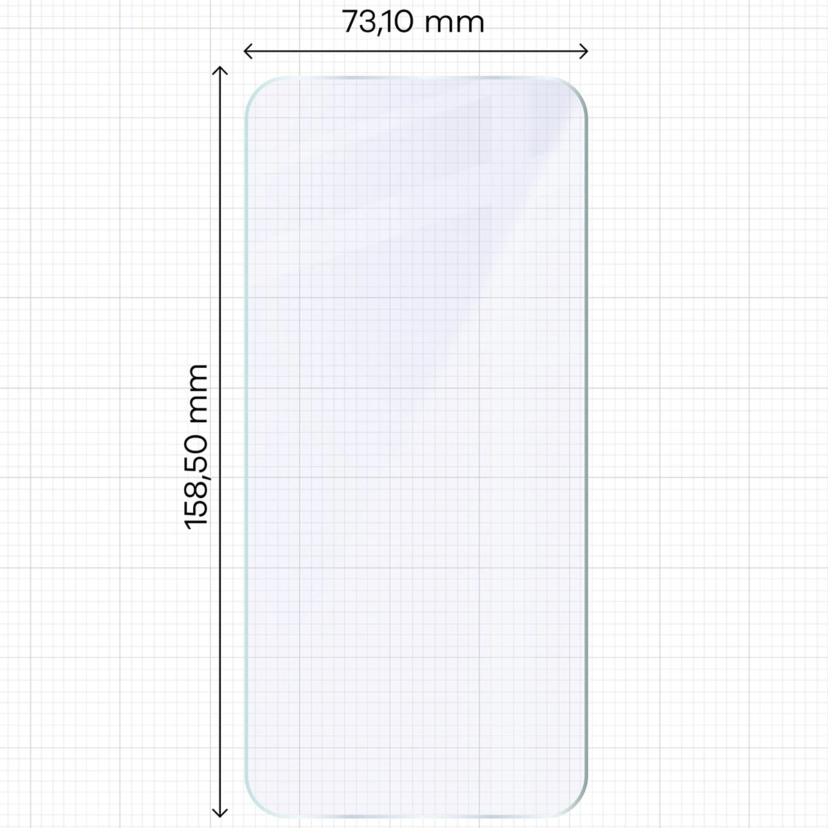 Miarka z wymiarami szkła hybrydowego Bizon Hybrid Mule do Xiaomi Redmi Note 17 Pro 5G