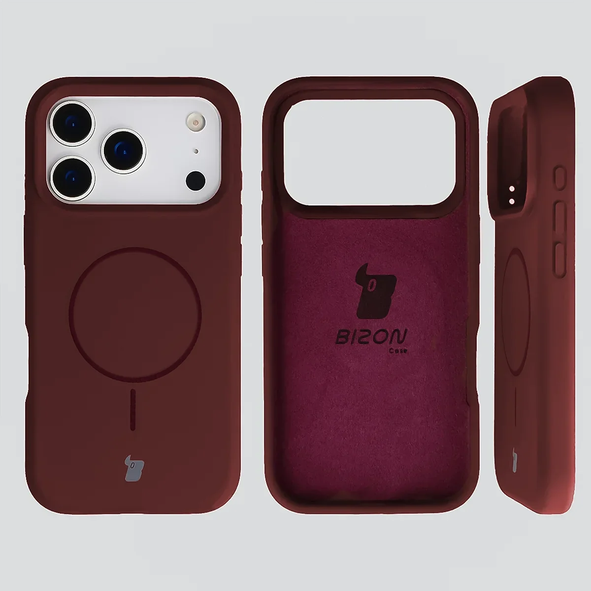 Konstrukcja etui Bizon Soft Case Magnetic: silikon, mikrofibra i zintegrowane osłony do iPhone 18 Pro / 17 Pro