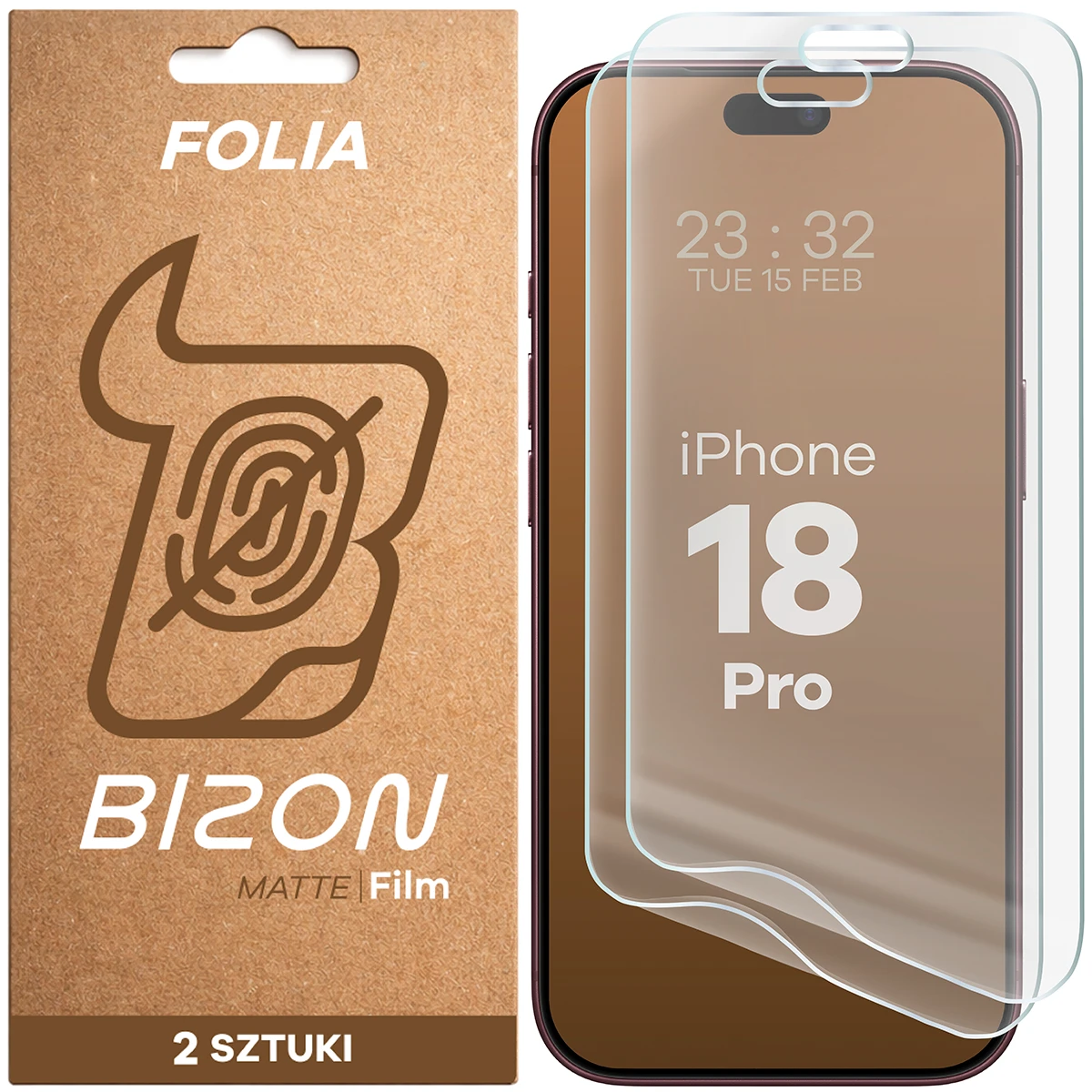 Folia matowa na ekran Bizon Film Matte Duo do iPhone 18 Pro, 2 sztuki