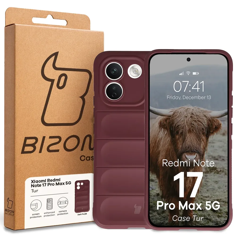 Przód pudełka Bizon Case z dedykowaną etykietą do Xiaomi Redmi Note 17 Pro Max 5G