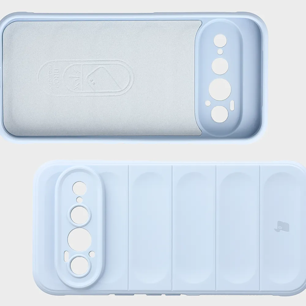 Wyściółka z mikrofibry, wyżłobienia na pleckach i wzmocnione narożniki w etui Bizon Case Tur do Google Pixel 11 Pro XL