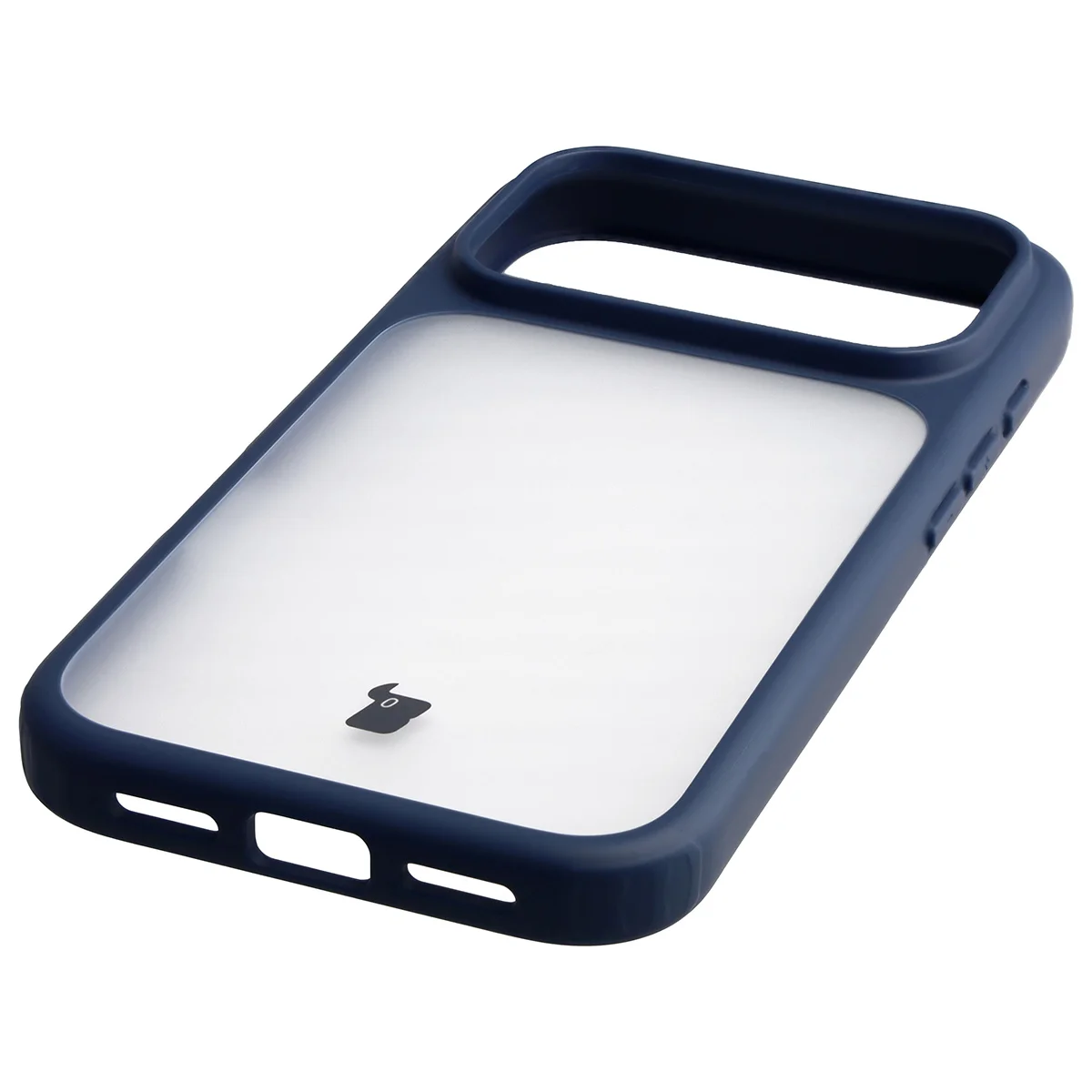 Zintegrowane przyciski, wycięcia i hybrydowy materiał w etui Bizon Case Angelo do iPhone 18 Pro / 17 Pro