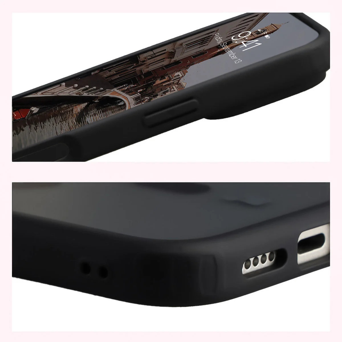 Wzmocnione narożniki i podwyższone ranty ekranu w etui Bizon Case MatteO do iPhone 18 Pro / 17 Pro