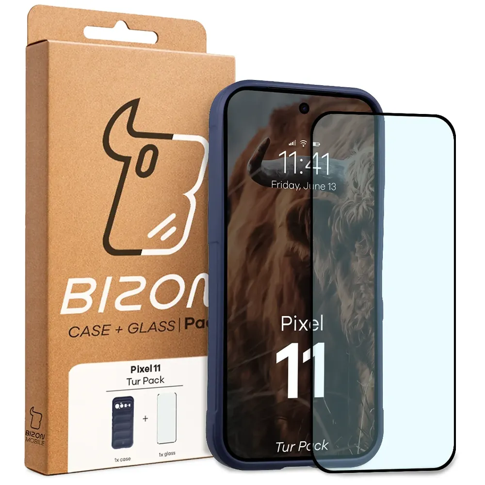 Przód pudełka Bizon Tur Pack z dedykowaną etykietą do Google Pixel 11