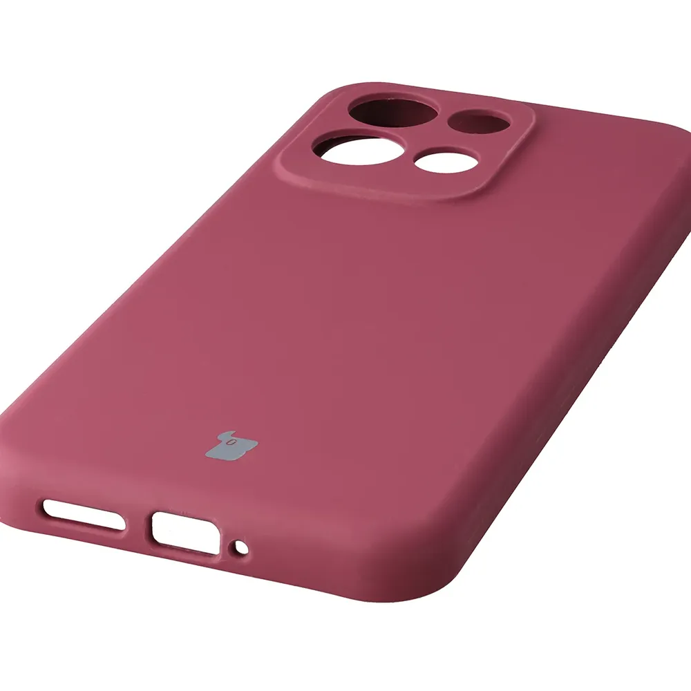Zbliżenie na precyzyjne wycięcia i możliwość ładowania indukcyjnego w etui Bizon Soft Case do Xiaomi Redmi 17 5G / 4G