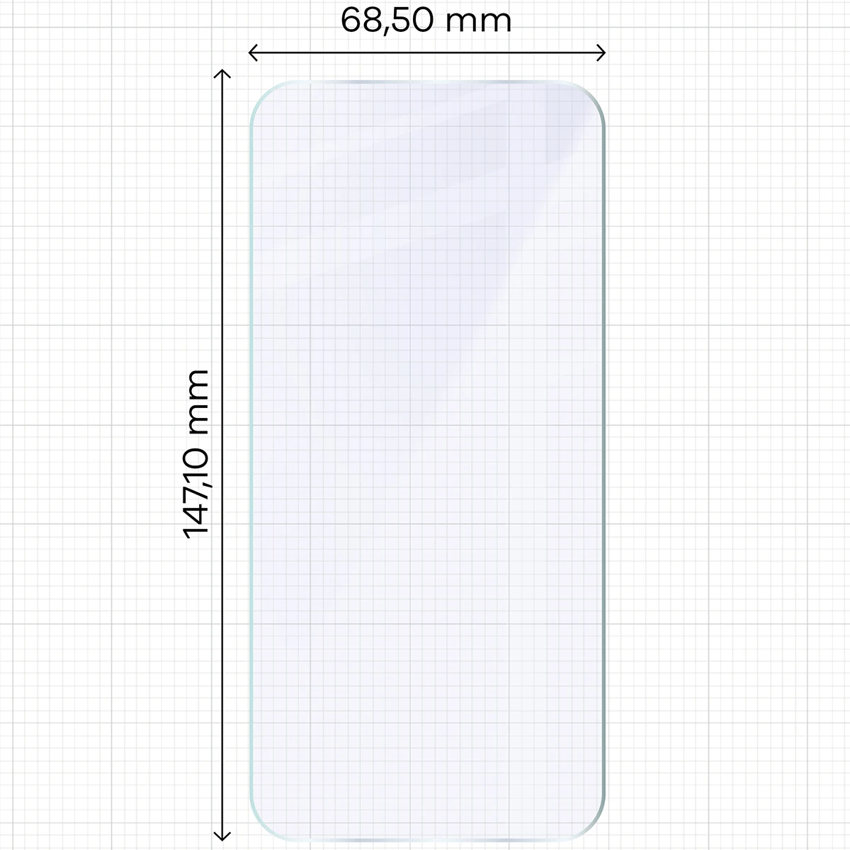 Miarka z wymiarami szkła hybrydowego Bizon Hybrid Mule do OPPO Reno16