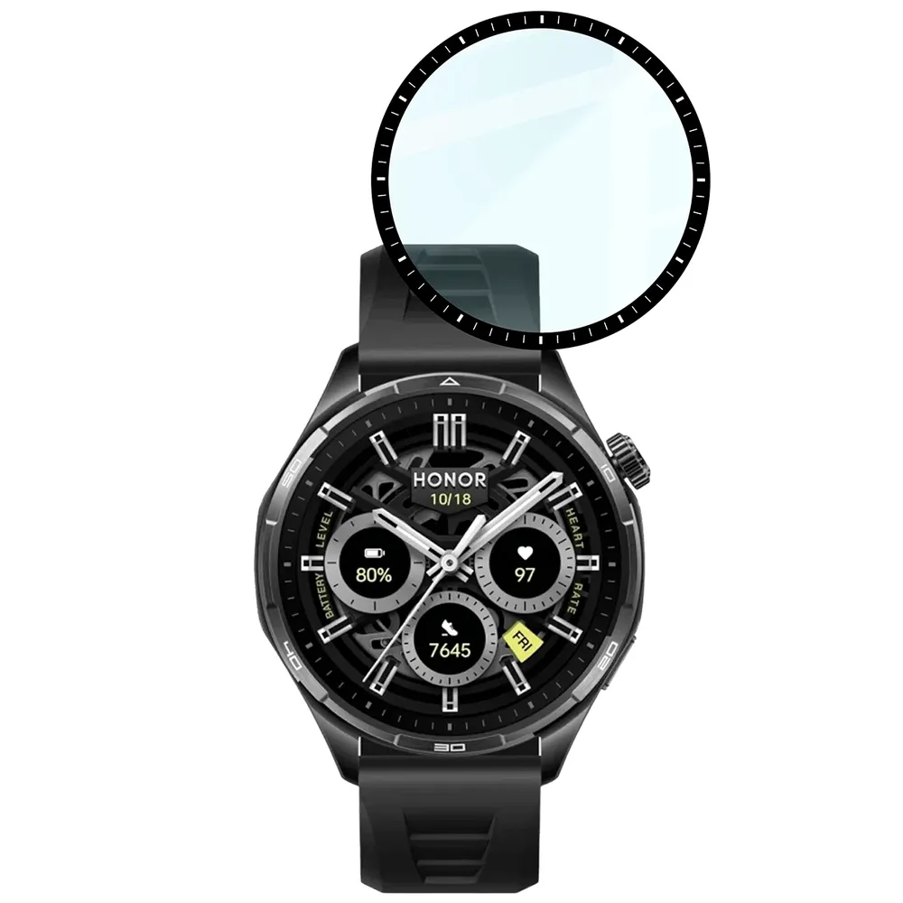 Wymiary szkła hybrydowego Bizon Glass Watch Edge dla Honor Watch 6 Plus / Honor Watch 6