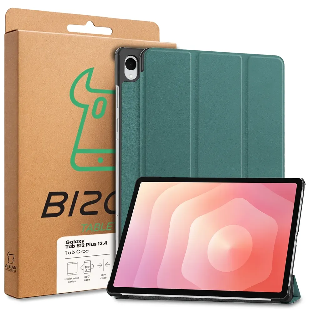 Przód pudełka Bizon Case z dedykowaną etykietą do Galaxy Tab S12 Plus