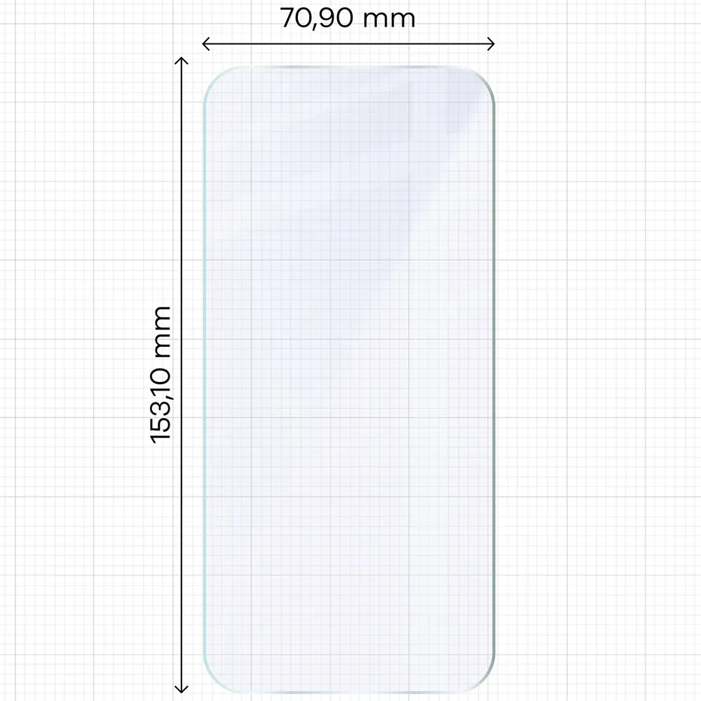 Miarka z wymiarami szkła hybrydowego Bizon Hybrid Mule Duo do Xiaomi POCO F9 Pro