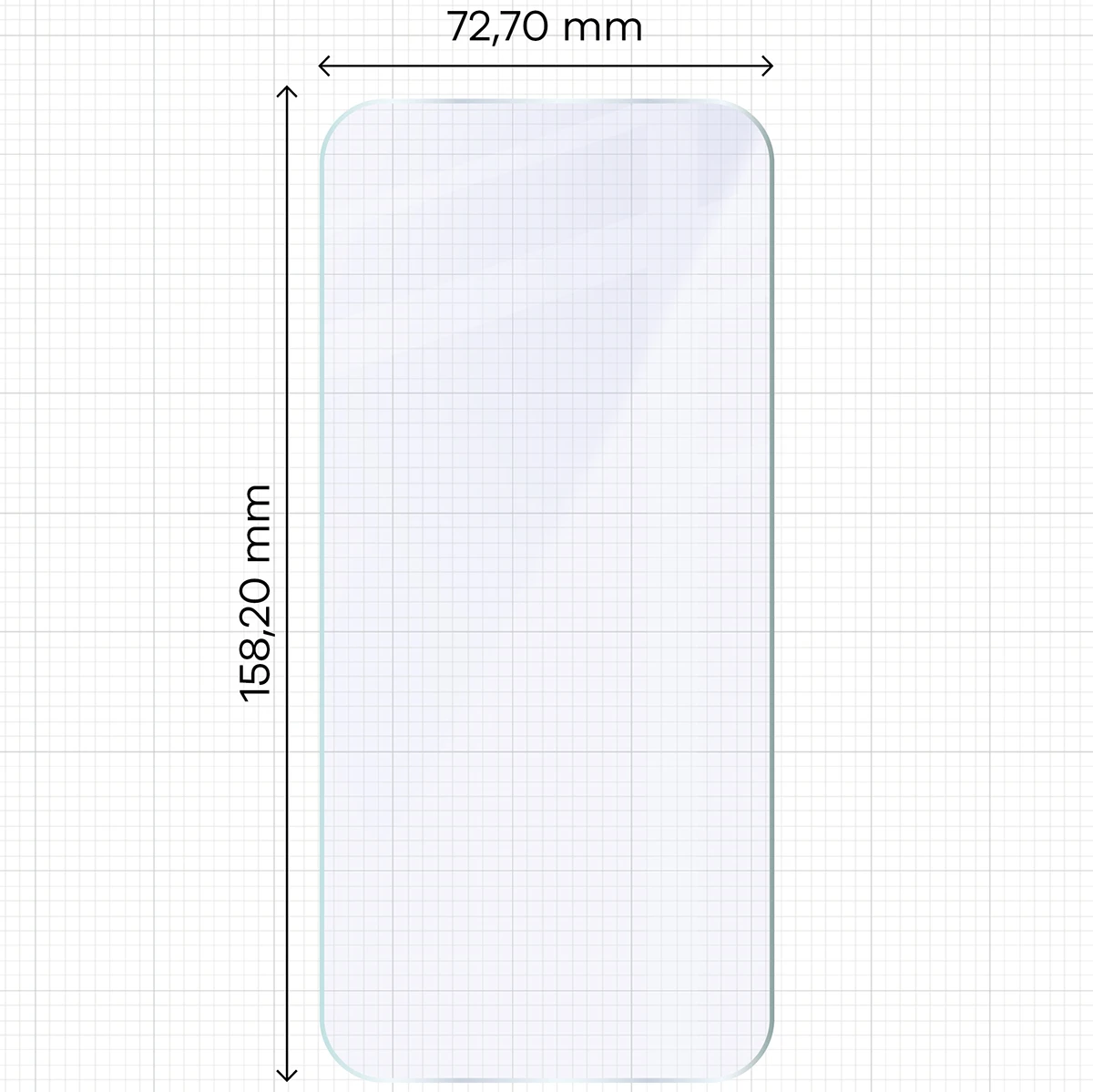 Miarka z wymiarami szkła hybrydowego Bizon Hybrid Mule Duo do iPhone 18 Pro Max