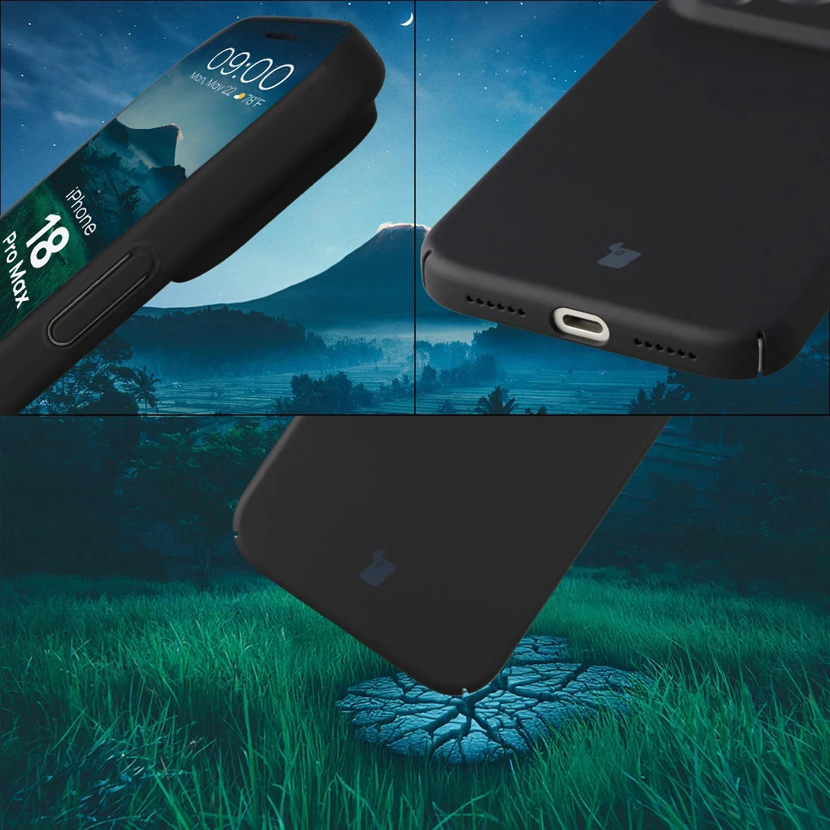 Zintegrowane osłony na przyciski, wycięcia i twardy materiał etui Bizon Case Łupka do iPhone 18 Pro Max