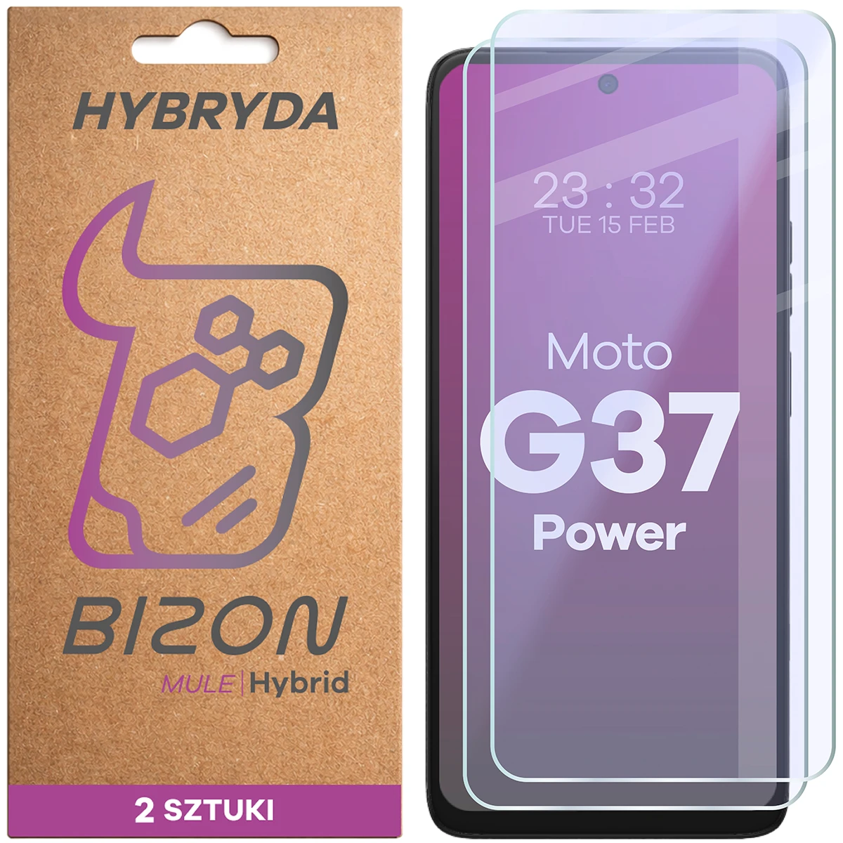 Elastyczne szkło hybrydowe Bizon Hybrid Mule Duo do Motorola Moto G37 Power 5G, 2 sztuki