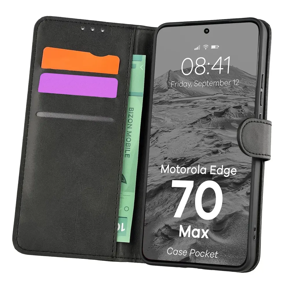 Etui z klapką z miejscem na karty Bizon Case Pocket do Motorola Edge 70 Max