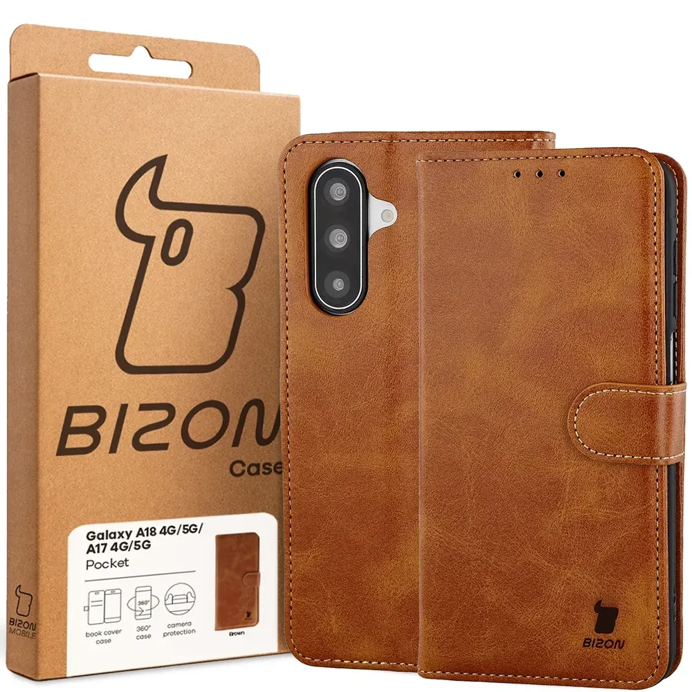 Przód pudełka Bizon Case z dedykowaną etykietą do Galaxy A18 4G/5G / A17 4G/5G