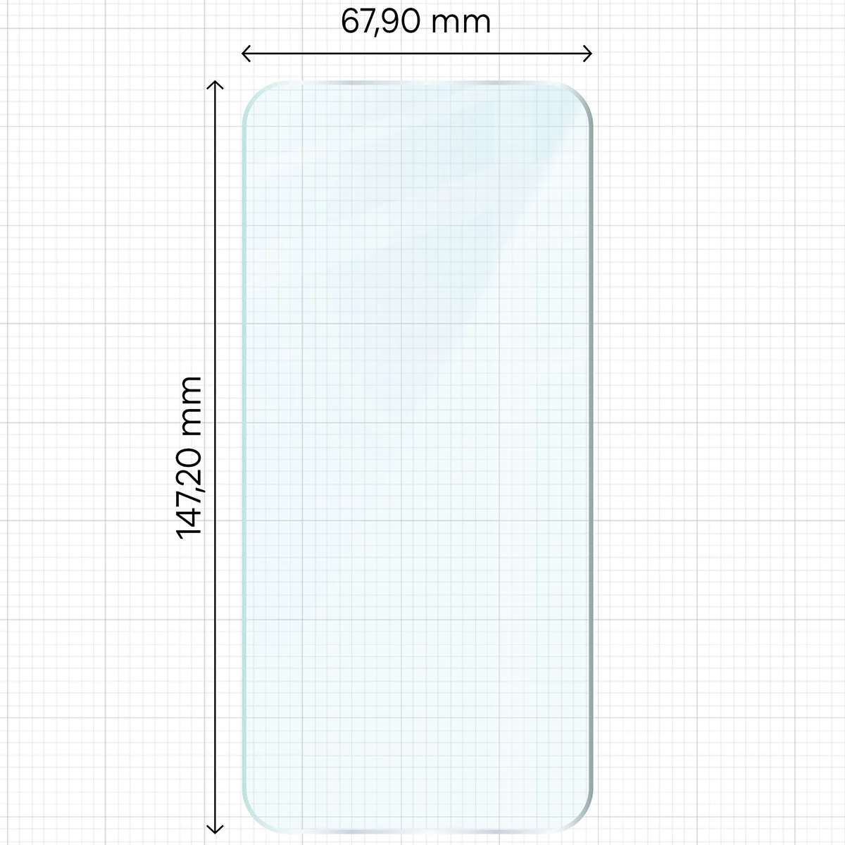 Miarka z wymiarami szkła hartowanego Bizon Glass Clear Duo do OPPO Reno16 Pro / OPPO Reno16