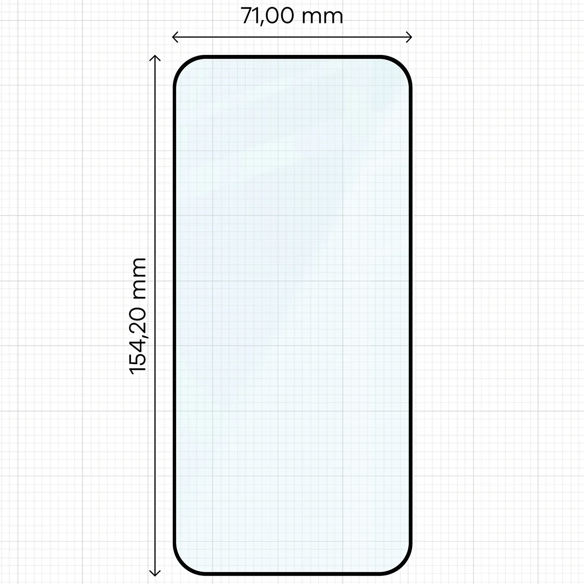 Miarka z wymiarami szkła hartowanego Bizon Glass Edge do OPPO Reno16 F, OPPO Reno16 FS