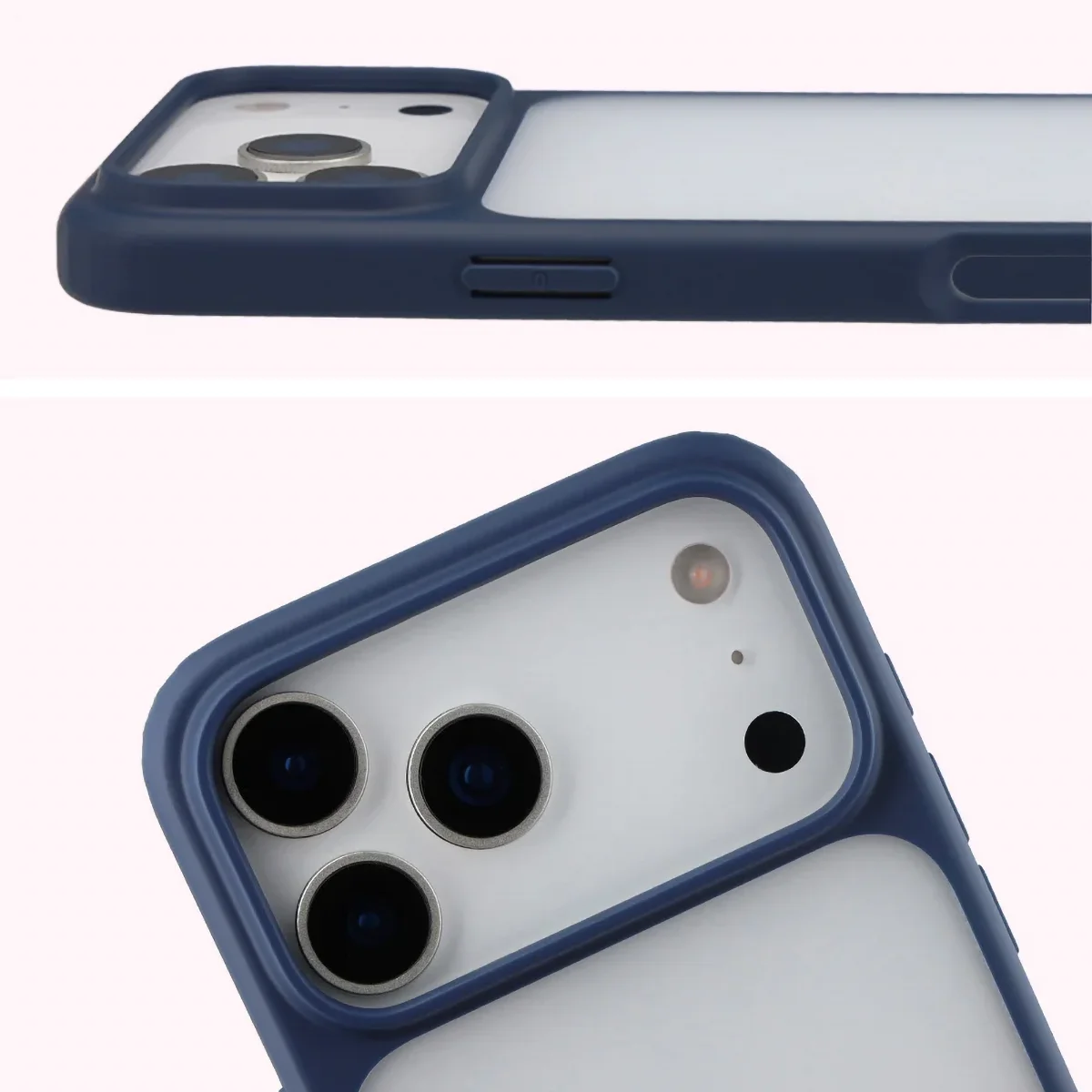 Pełne wycięcie i podwyższone krawędzie aparatu w etui Bizon Case Angelo do iPhone 18 Pro Max / 17 Pro Max