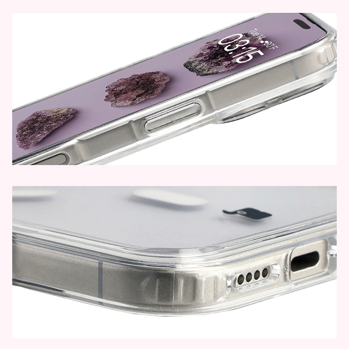 Wzmocnione narożniki i podwyższone ranty ekranu w etui Bizon Case CrystalO do iPhone 18 Pro / 17 Pro