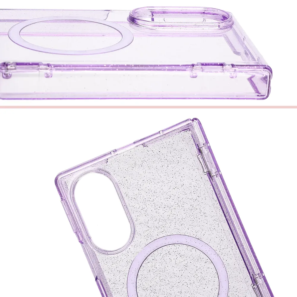 Podwyższone krawędzie aparatu i duże wycięcie w etui Bizon Case SparklO do Galaxy Z Fold8