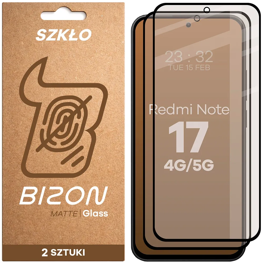 Szkło matowe na ekran Bizon Glass Matte Duo do Xiaomi Redmi Note 17 5G / 4G, 2 sztuki