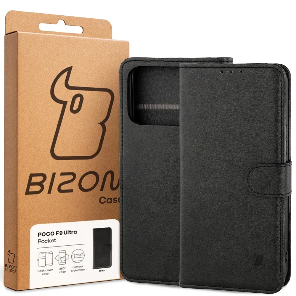 Przód pudełka Bizon Case z dedykowaną etykietą do Xiaomi POCO F9 Ultra