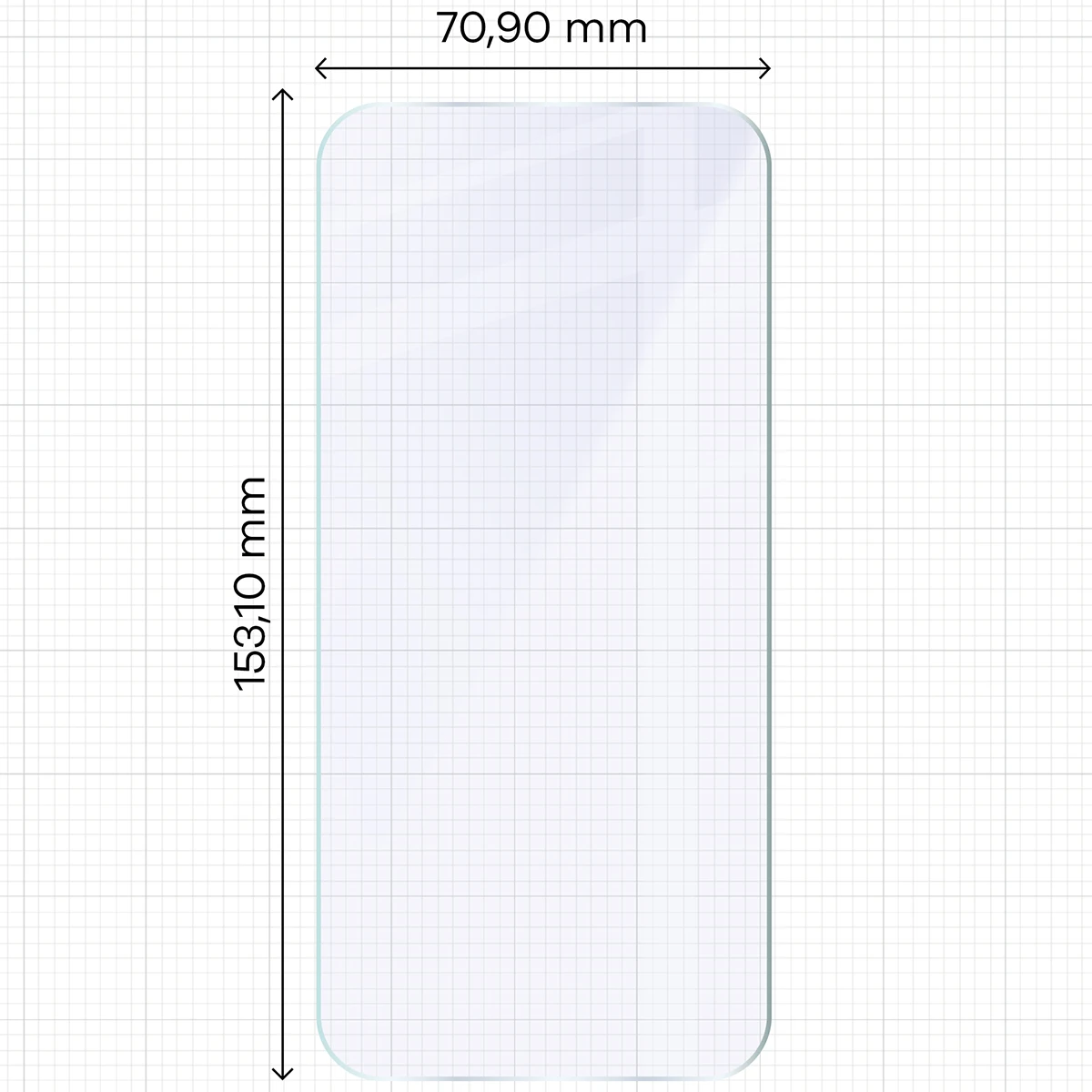 Miarka z wymiarami szkła hybrydowego Bizon Hybrid Mule do Xiaomi POCO F9 Pro