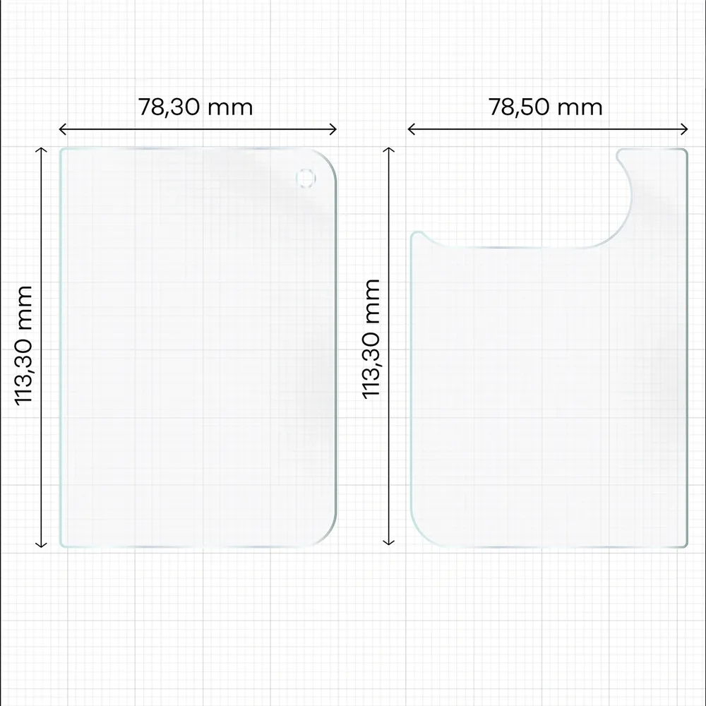 Wymiary dla folii hydrożelowej na plecki, mniejszy oraz większy wyświetlacz telefonu Bizon Film Hydrogel Pack do iPhone Duo